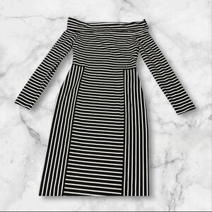 Derek Lam 10 Crosby Women Black Striped Casual Dress Size Large